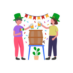 Green Themed Irish Celebration Party Flat Vector Illustration