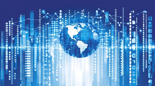 Digital depiction of the world with data representation and connections