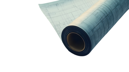 Rolled Blueprint Paper with Architectural Design Engineering Plans Technical Drawing Constru