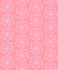 Seamless Pink Floral Line Pattern Background