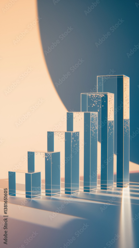 Aufkleber Modern Transparent Bar Graph Symbolizing Growth and Progress with Soft Shadow Play