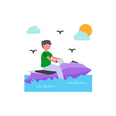 Exciting Jet Skiing Activity Flat Vector Illustration