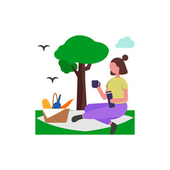 Peaceful Nature Immersion Experience Flat Vector Illustration