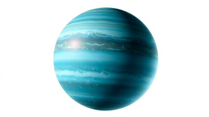 Naklejka premium A serene view of a striped, blue gas giant in space, evoking thoughts of cosmic wonders, unexplored galaxies, and the enigmatic universe.