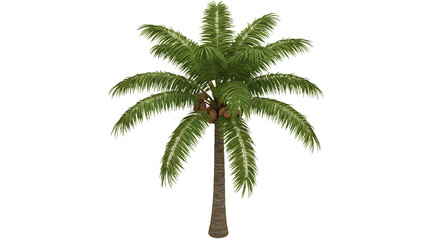 Isolated Coconut Palm Tree with Coconuts on a White Background