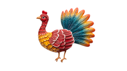 Vibrant Rooster with Multicolored Feathers Detailed Illustration for Artistic and Design Proje