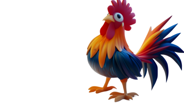Vibrant Rooster with Colorful Feathers and Expressive Eyes Perfect for Farm Animal and Natur