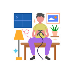 Explore Adventures on Gaming Console Flat Vector Illustration