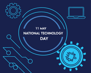 Fototapeta premium 11 May National Technology Day: Circuit Board and Gear Design for Celebration.