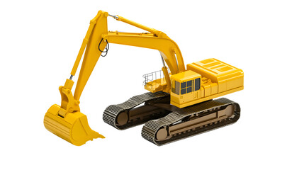 Yellow Excavator Machine on Black Background Construction Heavy Machinery Industrial Equipme
