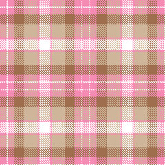 Vibrant Brown Knapweed and Soft White Seamless Tartan Fabric Design