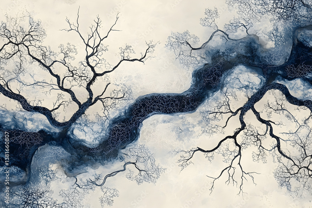 Aufkleber beautiful abstract art depicting trees with intricate branches across the view