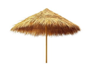 Tropical thatch umbrella beach digital sunny detail isolated on transparent background, png