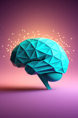 Innovative 3D-Rendered Brain Concept in Vibrant Turquoise with Glowing Connections Against a Soft Gradient Background