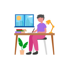 Fototapeta premium Organized Study Note Taking Flat Vector Illustration