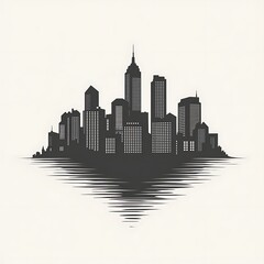 Fototapeta premium Modern city skyline illustration with shadows high resolution image