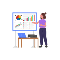 Professional Business Presentation Delivery Flat Vector Illustration