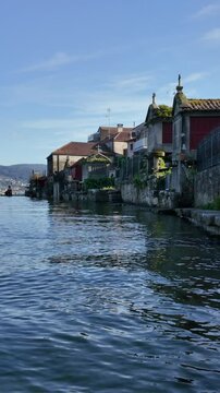 Combarro, horreos and stone crosses overlooking peaceful water in galicia, spain