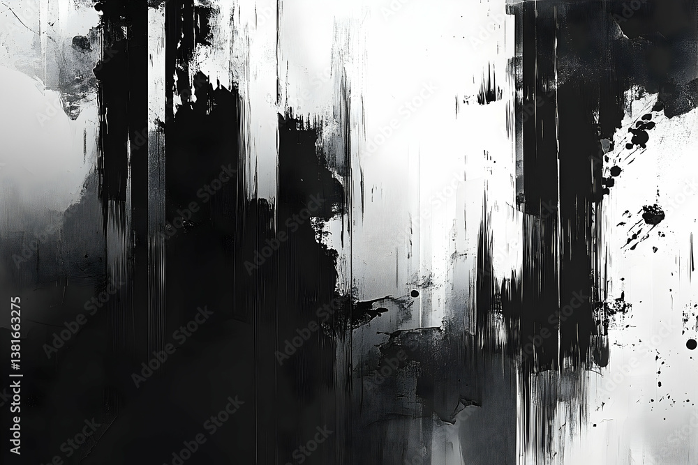 Aufkleber abstract expressionist brushstrokes creating a contrasting design in monochrome