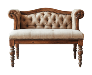 Elegant vintage sofa for a comfortable interior isolated on transparent background, png