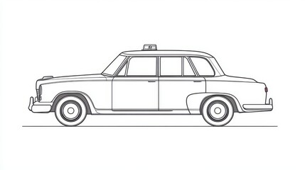 Single one line drawing taxi car. vehicle concept. Continuous line draw design graphic vector illustration.