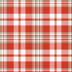Elegant Seamless Tartan featuring Bright White and Bright Particle Ioniser Red Fabric Design
