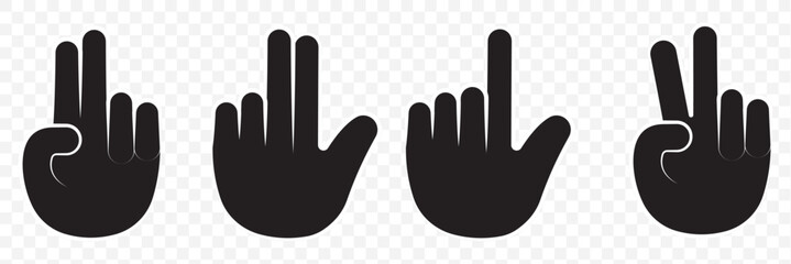 Cartoon hands set. Different gestures: pointing, attention, fist, thumbs up. Isolated vector illustration. EPS 10.