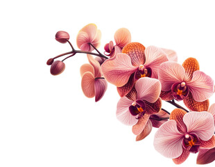 Blooming orchids in a bright isolated on transparent background, png