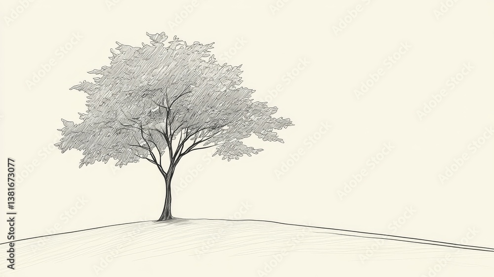 Aufkleber single one line drawing elm. tree concept. continuous line draw design graphic vector illustration.