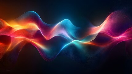 Fototapeta premium Vibrant Wave of Color: A dynamic composition of flowing, colorful light forms an abstract wave pattern against a dark backdrop, evoking energy, movement, and visual interest.