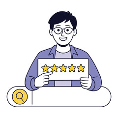 Customer feedback with questionnaire starts and emotions scale