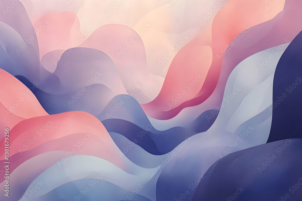Poster abstract flowing layers of pastel colors creating a calming atmosphere