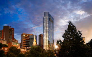 Obraz premium Boston downtown and historic center streets near Freedom Trail and Beacon Hill.