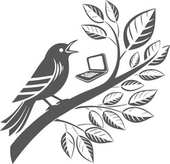 Vector illustration of a bird perched on a branch