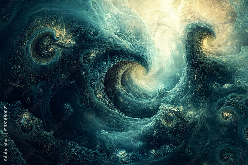 Poster a captivating abstract artwork showing swirling patterns and luminous colors