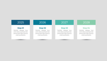 4 Year Infographic Timeline Design Template for Presentation