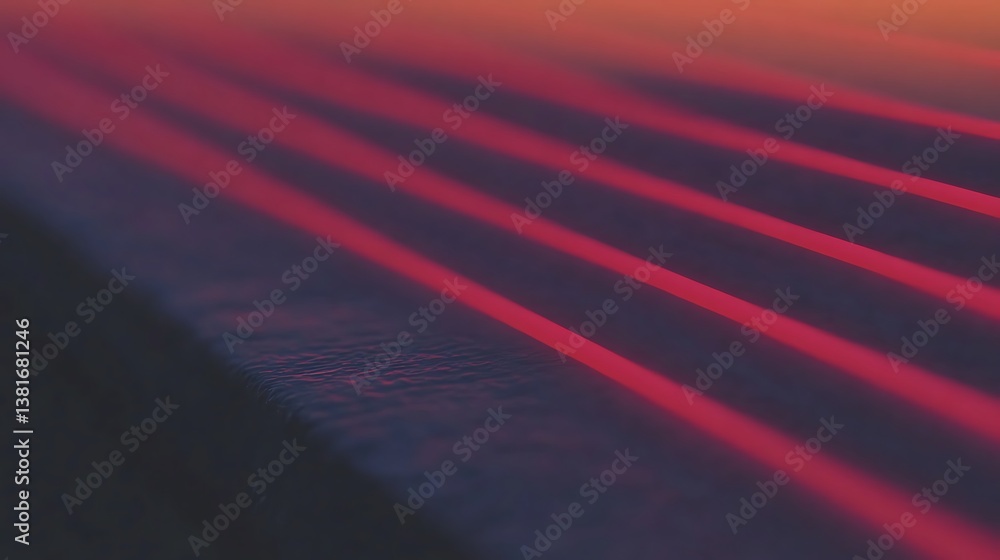 Poster red and dark parallel lines crossing over a textured surface