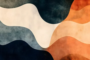 Gordijnen Artistic abstract layered design with different curving and textured color shapes © Muhammad