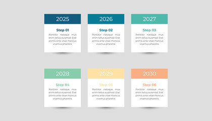 6 Year Infographic Timeline Design Template for Presentation