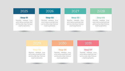 7 Year Infographic Timeline Design Template for Presentation