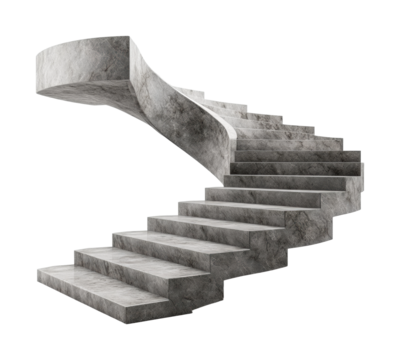 Elegant spiral staircase design modern home architecture isolated on transparent background, png