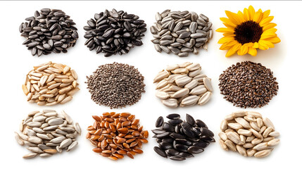 Obraz premium Medium Photography Subject Various seeds rich in minerals and trace elements including flaxseed black sesame white sesame rapeseed sunflower seeds golden flaxseed and c