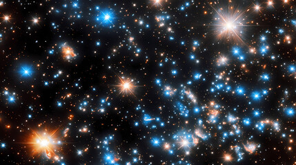 Stream of countless twinkling blue stars winding through the dark cosmic abyss. Infinite Abyss. Illustration