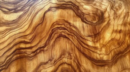Teak wood surface with flowing horizontal grain lines, rich golden-brown hues generative ai