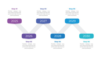 Timeline Infographic with 6 Year Process