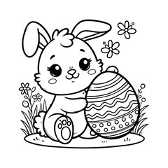 Easter Bunny Holding an Easter Egg, Easter Bunny Illustration, Cartoon Bunny, Bunny Vector, Rabbit Vector, Happy Easter Icon, Bunny Icon, Easter Sunday, Vector Illustration Background