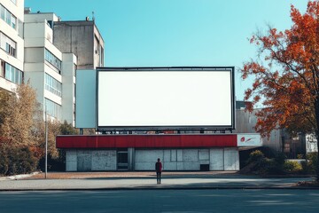 Obraz premium Large urban billboard for advertising in cityscape. AI generated illustration.