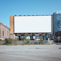 Large urban billboard for advertising in cityscape. AI generated illustration.
