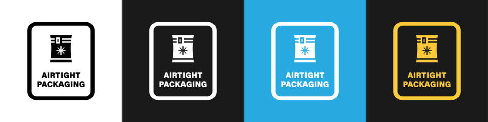 Airtight Packaging - vector label isolated on color background.