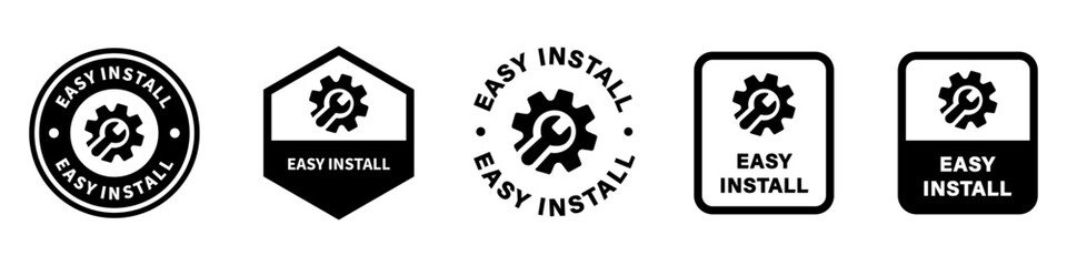 Easy Install - vector stamps for product labeling isolated on white.